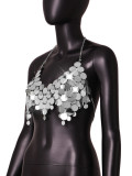 Metal Sequins Backless Chain Tank Top GZYY-20470
