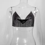 Metal-Chain Sequin Halterneck Tube Top GZYY-842