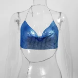 Metal-Chain Sequin Halterneck Tube Top GZYY-842