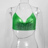 Metal-Chain Sequin Halterneck Tube Top GZYY-842