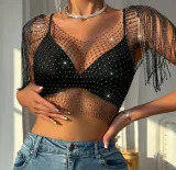 Tassel Fishnet Hollow Out Crop Top GZYY-21092