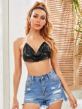 Metal-Chain Sequin Halterneck Tube Top GZYY-842