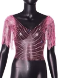 Tassel Fishnet Hollow Out Crop Top GZYY-21092
