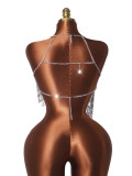 Halterneck Backless Shiny Diamond Chain Top GZYY-B25633