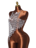 Halterneck Backless Shiny Diamond Chain Top GZYY-B25633