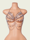 Metal Chain Beaded Hollow Out Tank top GZYY-B25183