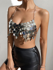 Metal Sequins Backless Chain Tank Top GZYY-20470