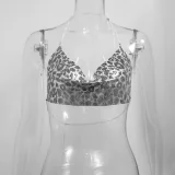 Metal-Chain Sequin Halterneck Tube Top GZYY-842