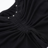 Rivet Ruched Irregular Sling Tank Top GPKJ-MR49805