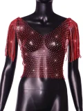 Tassel Fishnet Hollow Out Crop Top GZYY-21092