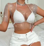 Tassel Fishnet Hollow Out Crop Top GZYY-21092
