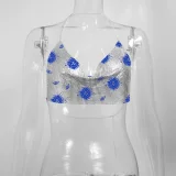Metal-Chain Sequin Halterneck Tube Top GZYY-842