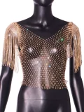 Tassel Fishnet Hollow Out Crop Top GZYY-21092
