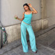 Stripe Sling Top Two Piece Pants Set GPKJ-MR50086