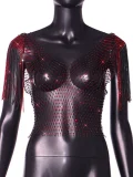 Tassel Fishnet Hollow Out Crop Top GZYY-21092