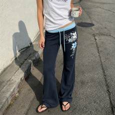 Vintage Floral Prints Contrast Color Pants GPKJ-MR49390