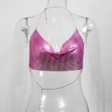 Metal-Chain Sequin Halterneck Tube Top GZYY-842