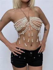 Pearl Bead Tassel Halterneck Bra Chain GZYY-P25087
