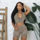 Leopard Print Zipper Sleeveless Short Suit GDSF-J26ST283