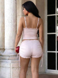 Solid Color Sling Tank Top Two Piece Shorts Set MIL-L372
