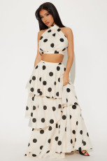 Polka Dot Print Sleeveless Two Piece Skirt Set NY-11288