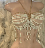 Pearl Bead Tassel Halterneck Bra Chain GZYY-P25087