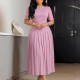Plus Size Short Sleeve Solid Color Patchwork Maxi Dress GCZF-8666