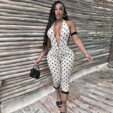 Deep V Neck Backless Print Jumpsuit MXBF-Q26JP118