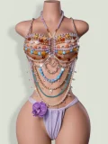 Hollow Out Backless Colored Gemstone Body Chain GZYY-B24652