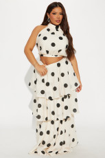 Polka Dot Print Sleeveless Two Piece Skirt Set NY-11288