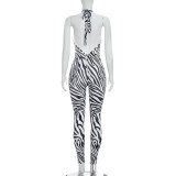 Print Backless Slim Jumpsuit MXBF-D26JP253