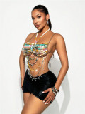 Hollow Out Backless Colored Gemstone Body Chain GZYY-B24652