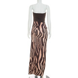 Leopard Print Patchwork Tube Top Dress GSZM-C26DS269