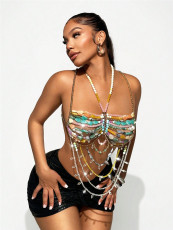 Hollow Out Backless Colored Gemstone Body Chain GZYY-B24652