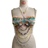 Hollow Out Backless Colored Gemstone Body Chain GZYY-B24652
