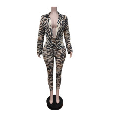 Zebra Stripes Long Sleeve Two Piece Pants Set MEM-88709