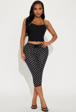 Bow-Printed Polka-Dot Seventh Pants YWXS-K26L2421