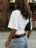 Solid Color V Neck Top YWXS-K26L2440
