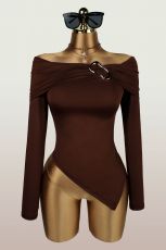 One Shoulder Long Sleeve T Shirts YWXS-K25L1694