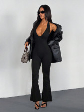 Sleeveless Halterneck Deep V Neck Jumpsuit YWXS-K26L2638