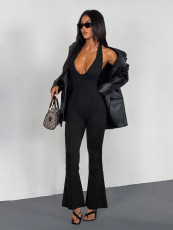Sleeveless Halterneck Deep V Neck Jumpsuit YWXS-K26L2638