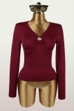 Deep V Neck Long Sleeve T Shirts YWXS-K25L1628