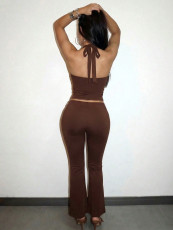 Sleeveless Halterneck Tie Up 2 Piece Pants Set YWXS-K26L2834