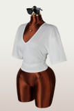Solid Color V Neck Top YWXS-K26L2440