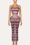 Colorful Print Sling Top Pants 2 Piece Set YWXS-K26L2432