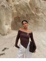 One Shoulder Long Sleeve T Shirts YWXS-K25L1694