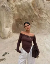 One Shoulder Long Sleeve T Shirts YWXS-K25L1694