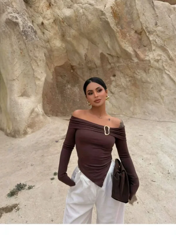 One Shoulder Long Sleeve T Shirts YWXS-K25L1694