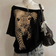 Leopard Print Short Sleeve T Shirts YWXS-K26L2898