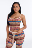 Colorful Print Sling Top Pants 2 Piece Set YWXS-K26L2432